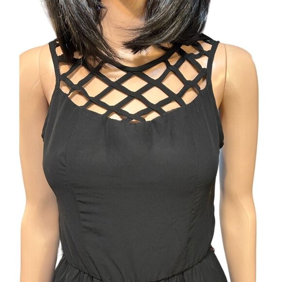 (6 for $25)Studio Y Black Caged Neckline Hi Low Dress size XS - Picture 4 of 7